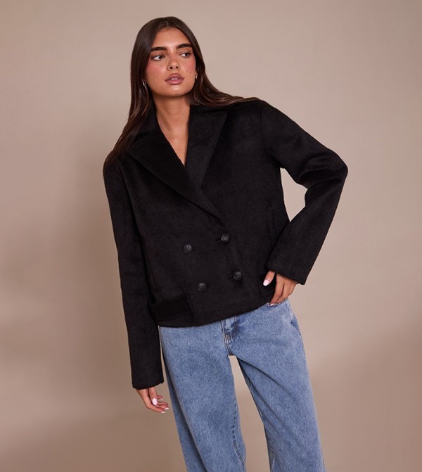 Brushed Wool Cropped Trench Coat