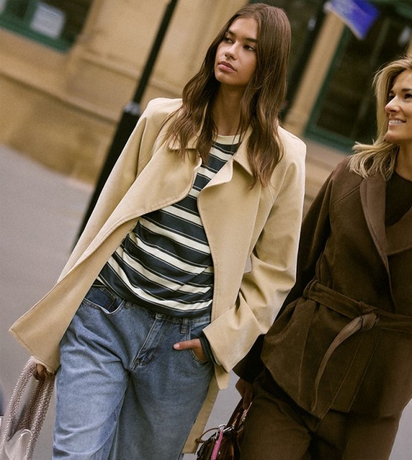 Faux Suede Belted Jacket