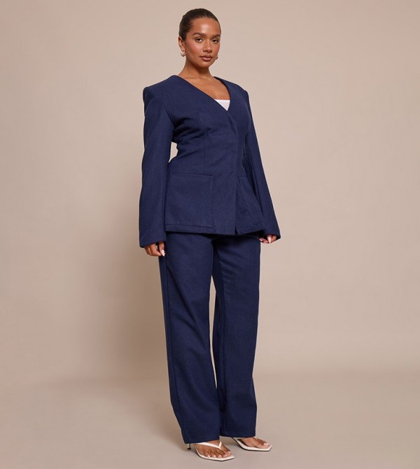 بنطلون واسع شبه صوف 