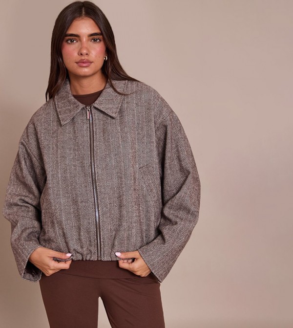 Herringbone Bomber Jacket