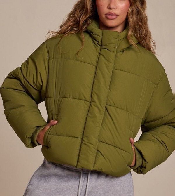 Cropped Drawstring Puffer Jacket