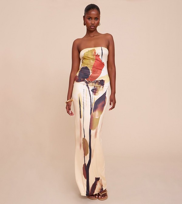 Printed Bandeau Maxi Dress