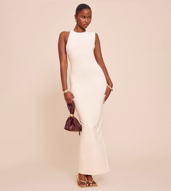 Slinky Backless Cut-Out Maxi Dress