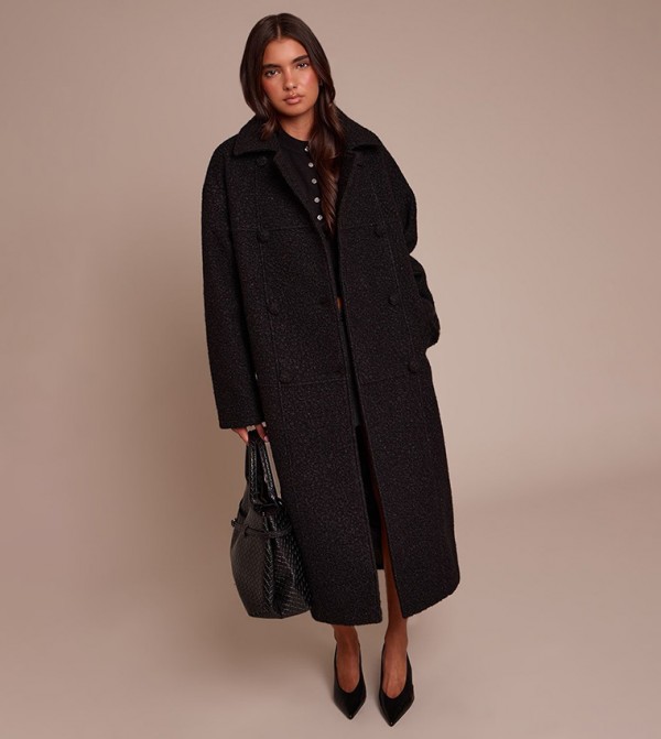 Boucle Double Breasted Maxi Coat