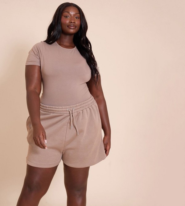 Curve Cap Sleeves Crew Neck Bodysuit