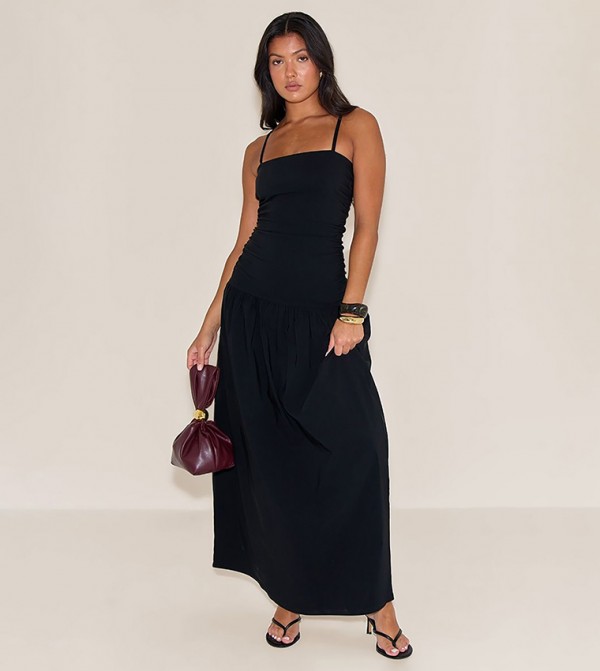 Stretch Strappy Ruched Maxi Dress