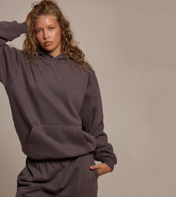 Solid Fleece Long Sleeves Hoodie