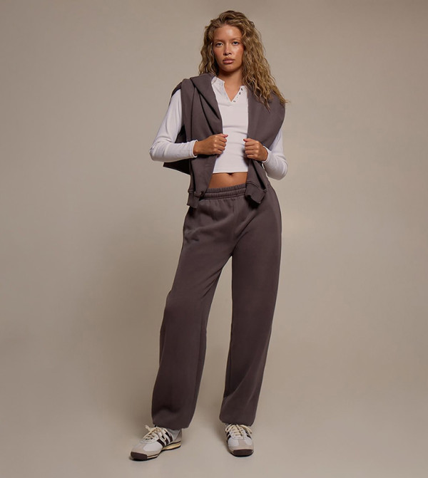 Elastic Waist Fleece Cuffed Sweatpants
