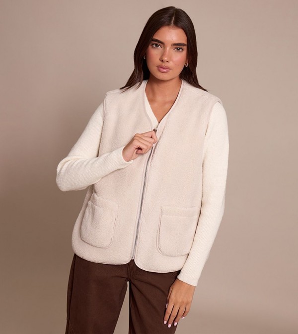 Zip-Through Borg Gilet