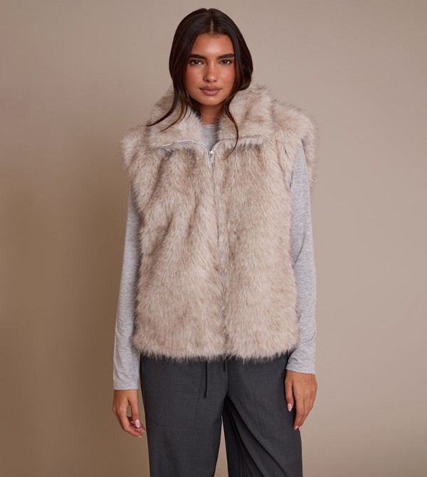 Zip-Through Faux Fur Gilet