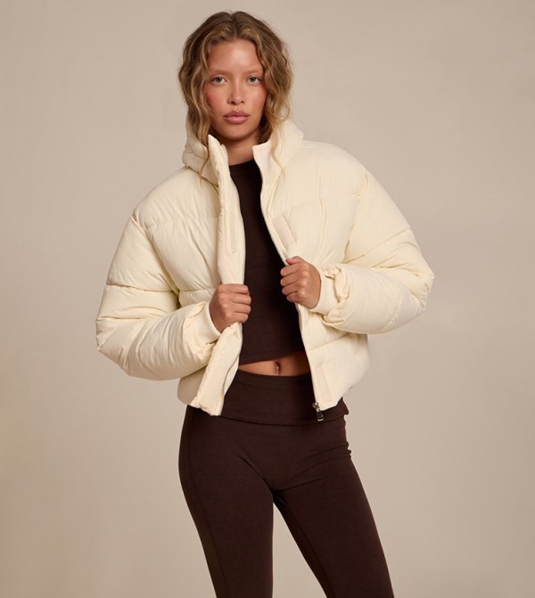 Cropped Drawstring Puffer Jacket