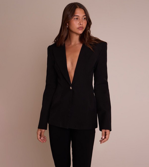 Solid Cinch Hip Blazer