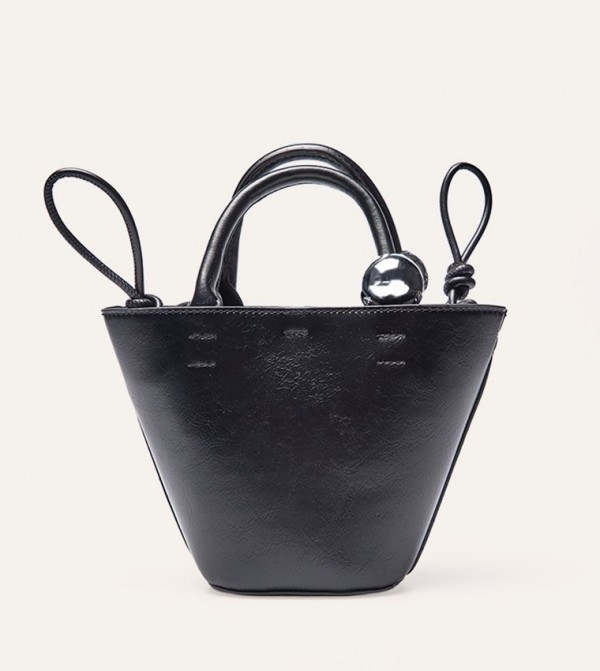 Bead Top Handle Bucket Bag