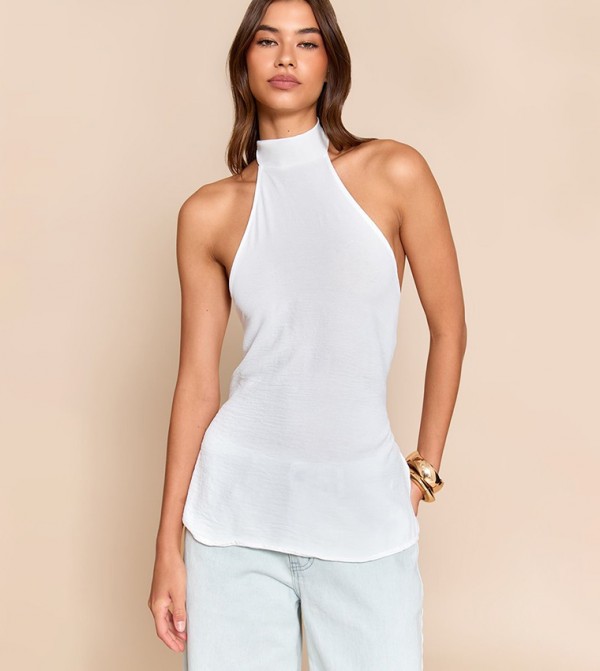 Halterneck Tie Back Detail Top