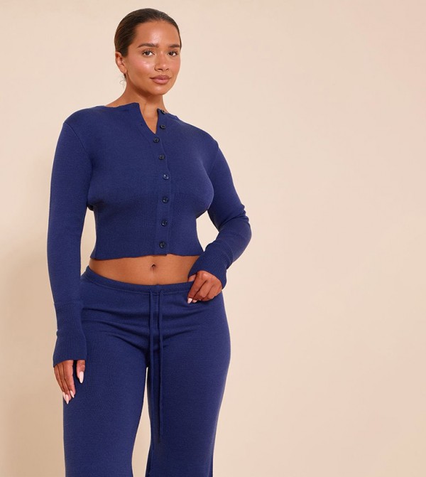 Shape Knitted Button Front Wide Ribbed Cardigan