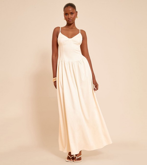 Textured Strappy Woven Maxi Dress