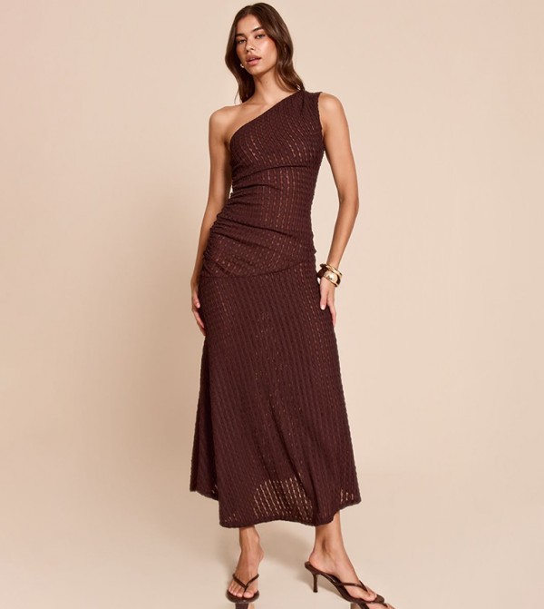 فستان ماكسي بكتف واحد 