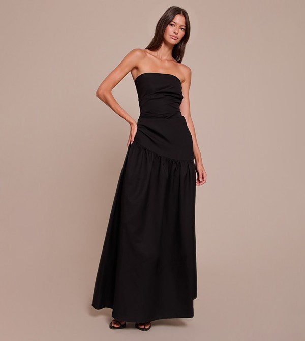 Strapless Ruched Maxi Dress