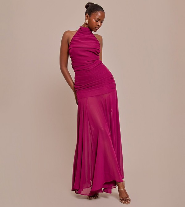 Chiffon High Neck Maxi Dress