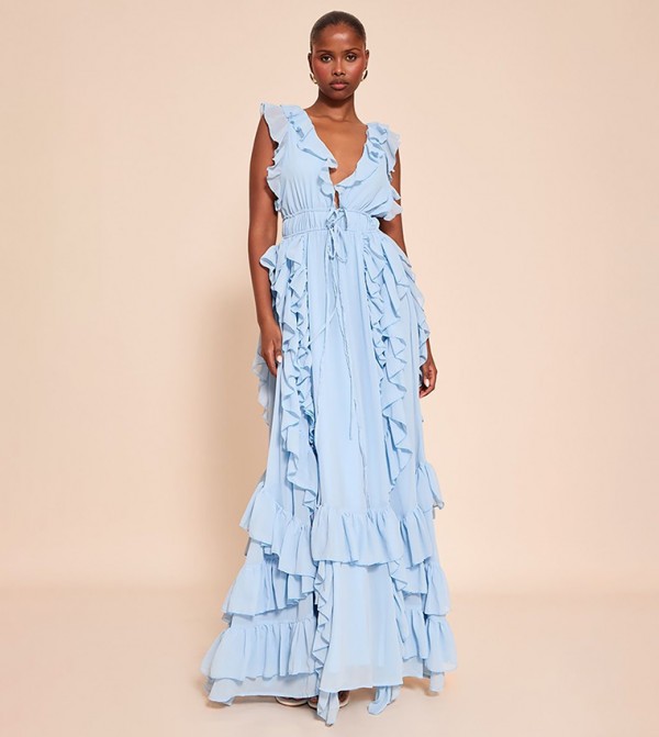 Extreme Frill Detail Maxi Dress