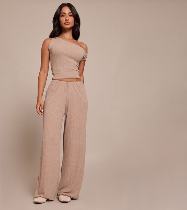 Petite Sheer Textured Wide Leg Trousers