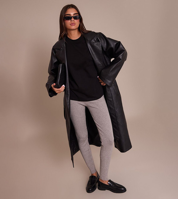 Knitted Elastic Waist Leggings