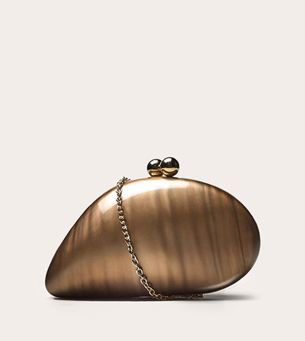 Metallic Pebble Hard Clutch Bag