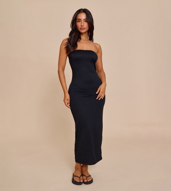 Petite Bandeau Slinky Midaxi Dress