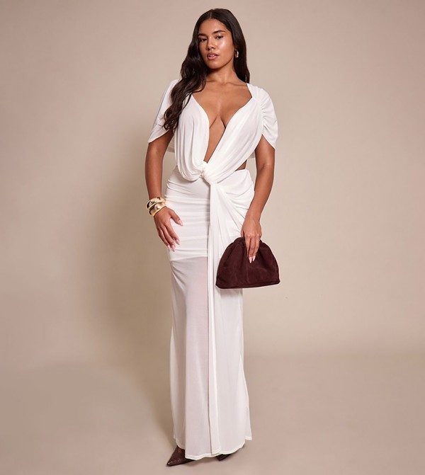 Shape Mesh Cutout Maxi Dress