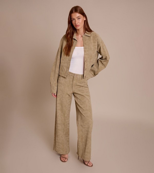 Washed Faux Leather Plunge Jacket