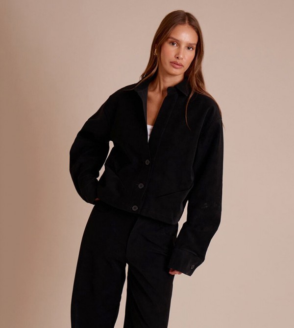 Washed Faux Leather Plunge Jacket