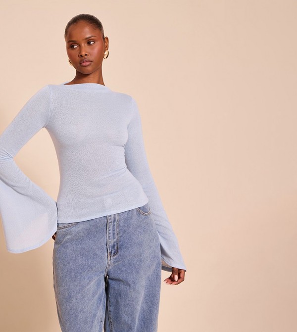 Textured Extreme Flute Sleeves Top