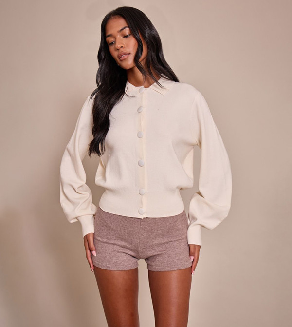 Tall Compact Knit Covered Button Cardigan