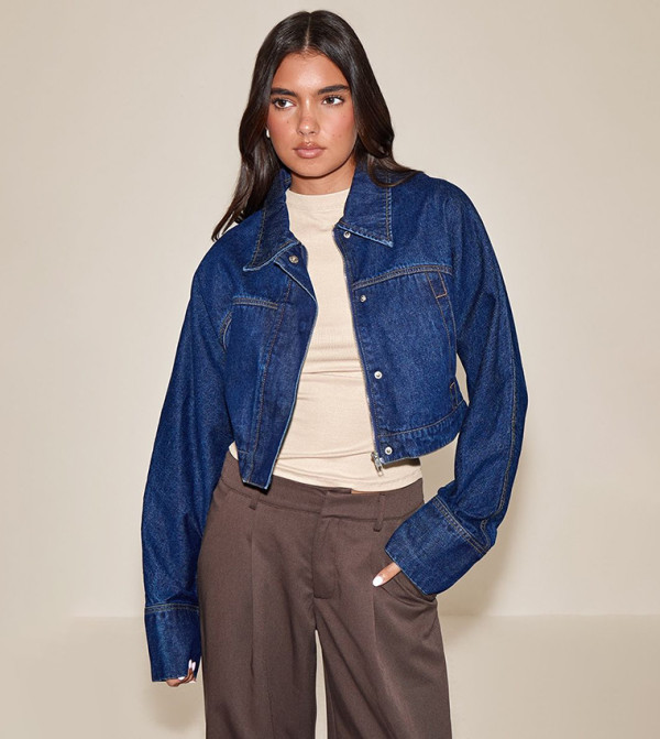 Concealed Placket Denim Jacket