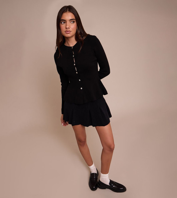 Soft Knitted Pleated Mini Skirt