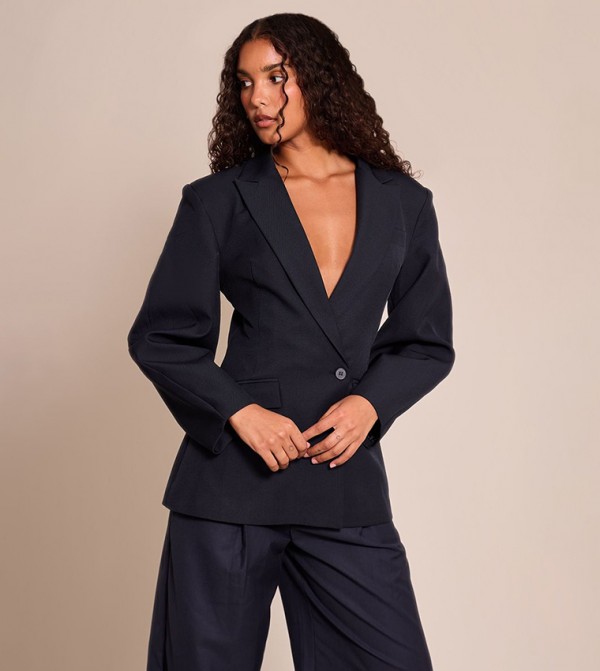 Asymmetric Detail Cocoon Sleeves Blazer