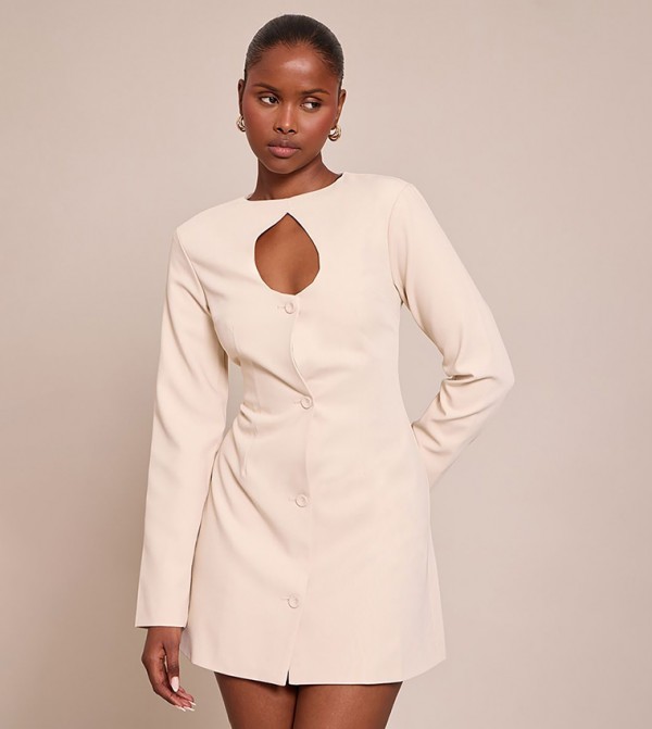 Solid Long Sleeves Mini Dress