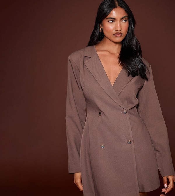 Tortoise Button Mini Blazer Dress