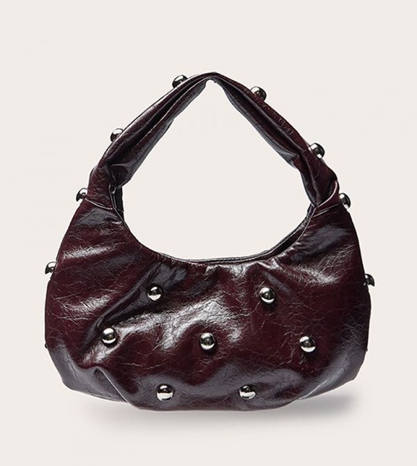 Crinkle PU Silver Studded Mini Bag