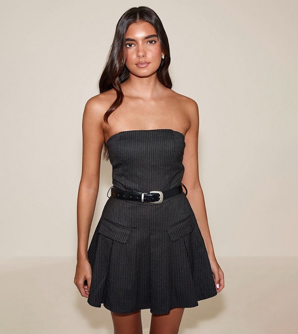 فستان ميني شيفت مخطط سترابلس بحزام