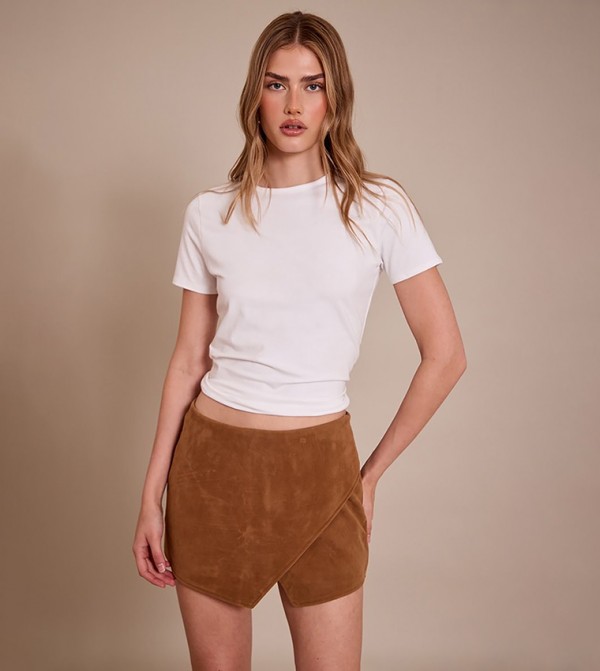 تنورة ميني لف جلد صناعي