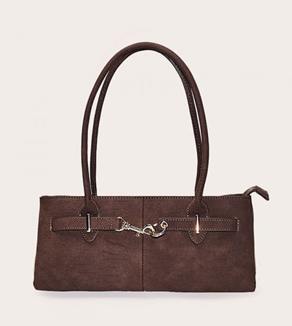 Croc Faux Suede Shoulder Bag