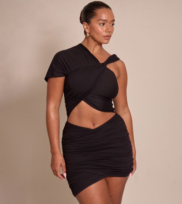 Shape Sculpt Wrap Over Twist Mini Dress