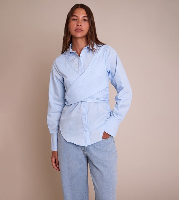 Long Sleeves Wrap Detail Shirt