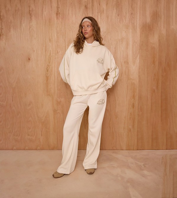 Health Club Print Wide Leg Sweatpants