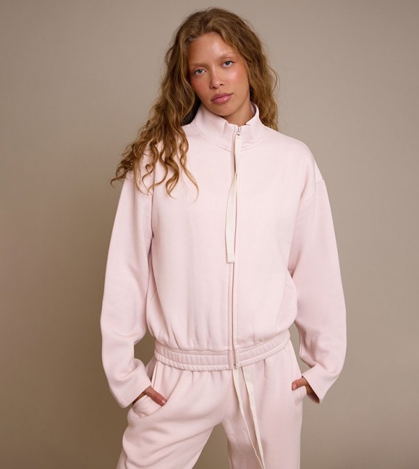 Contrast Drawcord High Neck Jacket