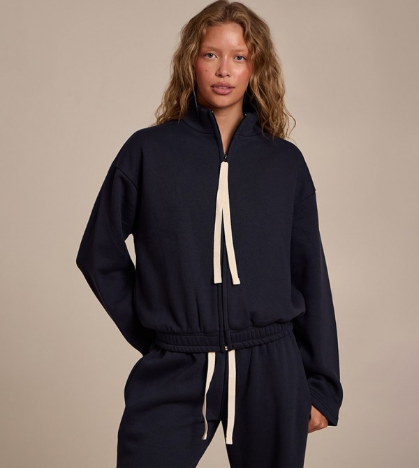 Contrast Drawcord High Neck Jacket