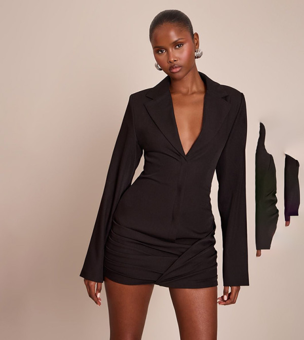 Wrap Hem Mini Blazer Dress