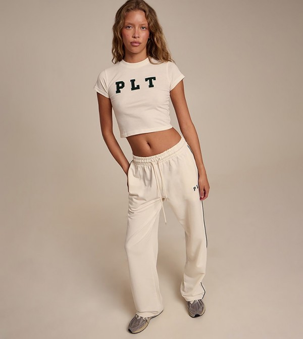 Contrast Binding Wide Leg Sweatpants