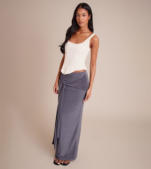 Tall Slinky Knot Detail Maxi Skirt